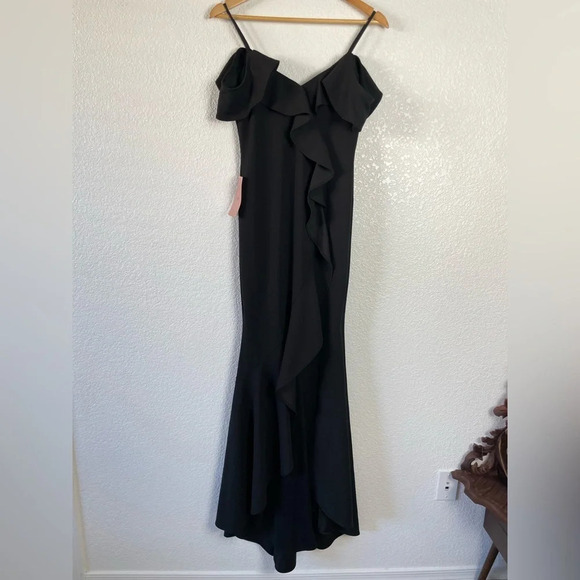 NWT BHLDN Lafayette Maxi Ruffle Dress Black Size 4 - Picture 3 of 15